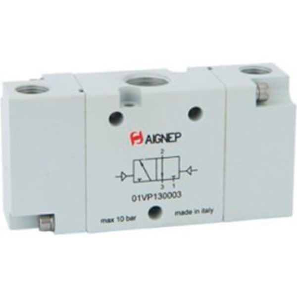 Alpha Technologies Aignep USA 3/2 Double Air-Actuated Valve Pilot 1/8" NPTF Ports 01VP130002N